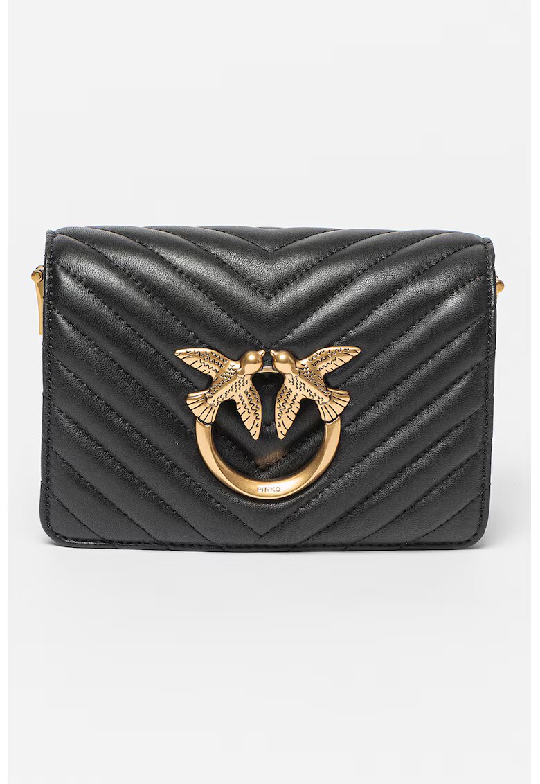 Pinko Geanta crossbody de piele Love Click - Negru