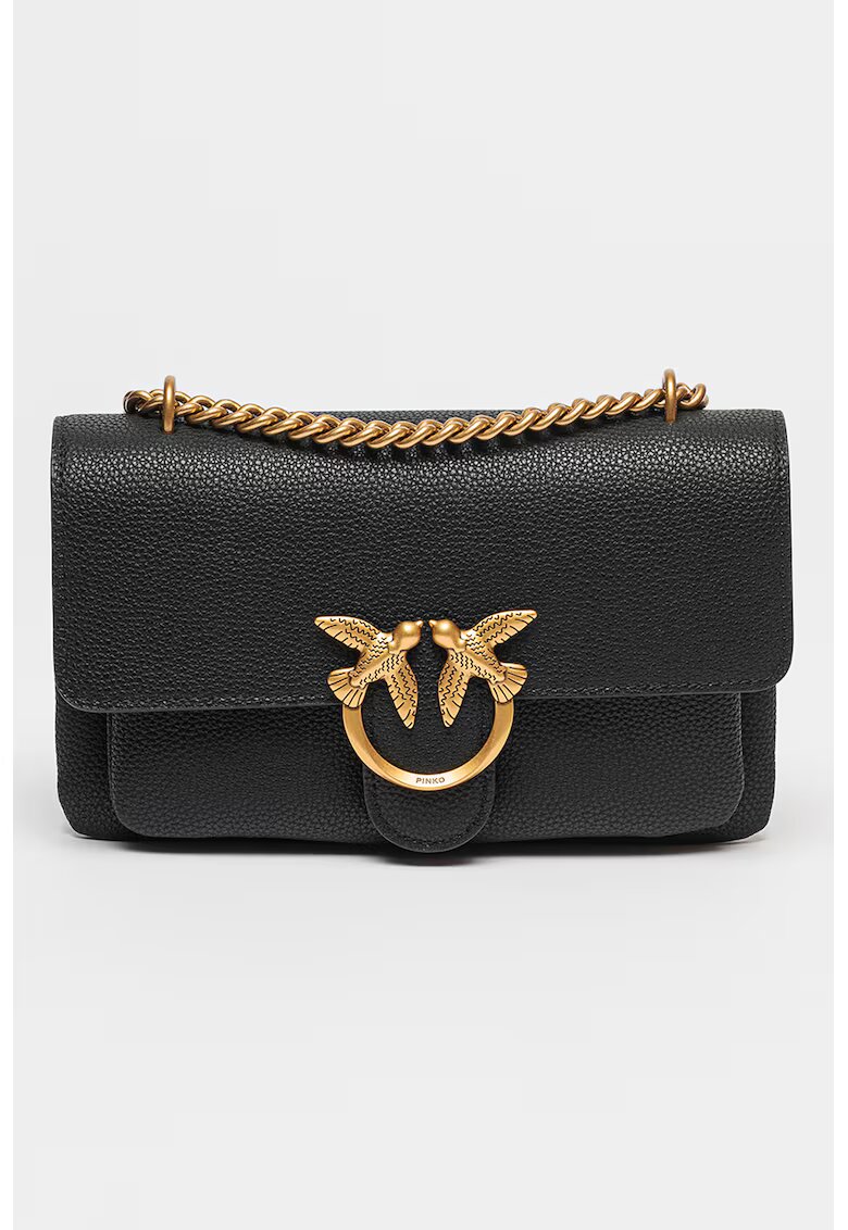 Pinko Geanta crossbody de piele Love Soft - Negru