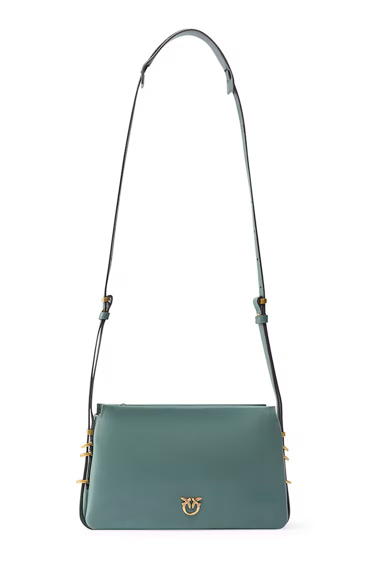 Pinko Geanta crossbody de piele Triplet Mini - Verde aquamarin
