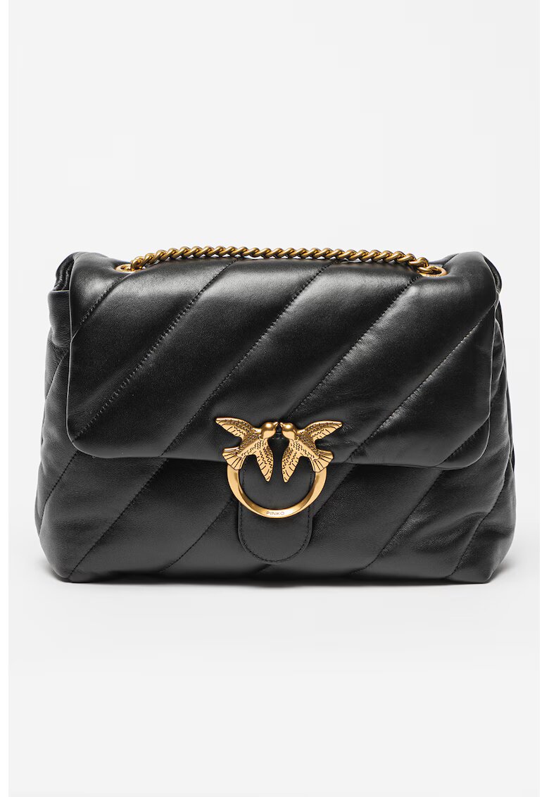 Pinko Geanta de piele cu bareta de umar si aspect matlasat Love Big - Negru