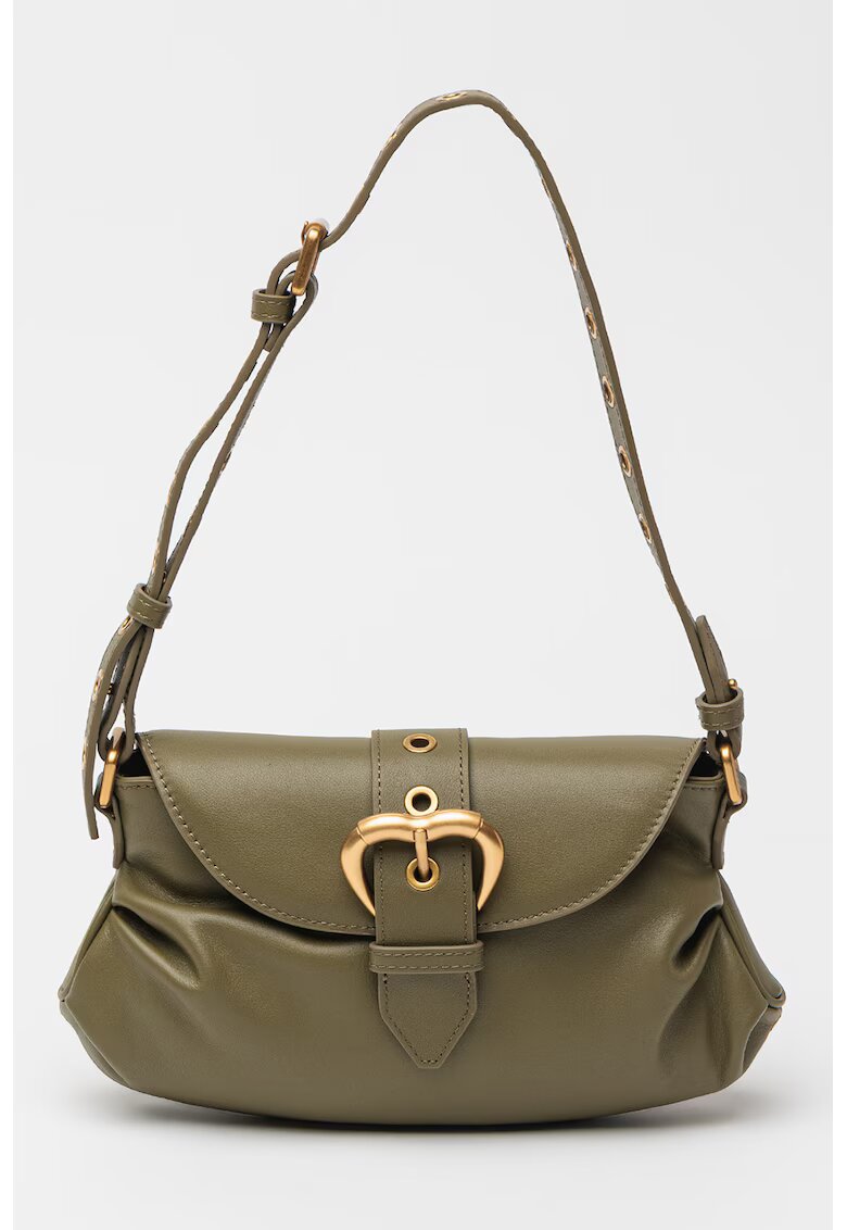 Pinko Geanta de piele cu bareta decorativa Jolene - Verde/Kaki