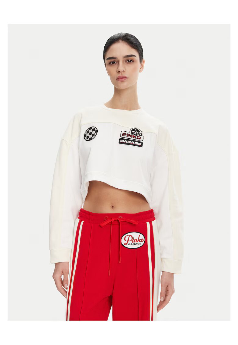Pinko Hanorac dama alb - ecru - croiala crop top