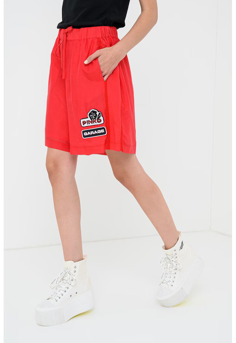 Pinko Pantaloni scurti din amestec de bumbac cu snur in talie - Rosu vermillion