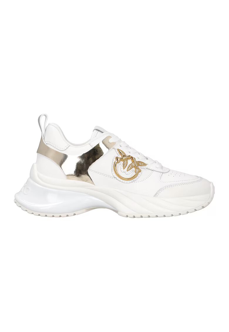 Pinko Pantofi sport de piele ecologica si piele Ariel - Alb/Auriu