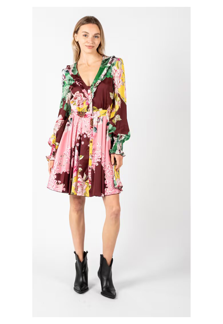 Pinko Rochie cu motive florale si volane