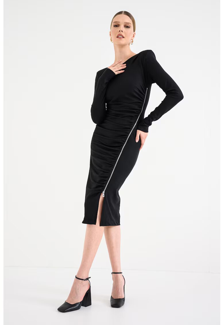 Pinko Rochie midi cu maneci lungi - Negru