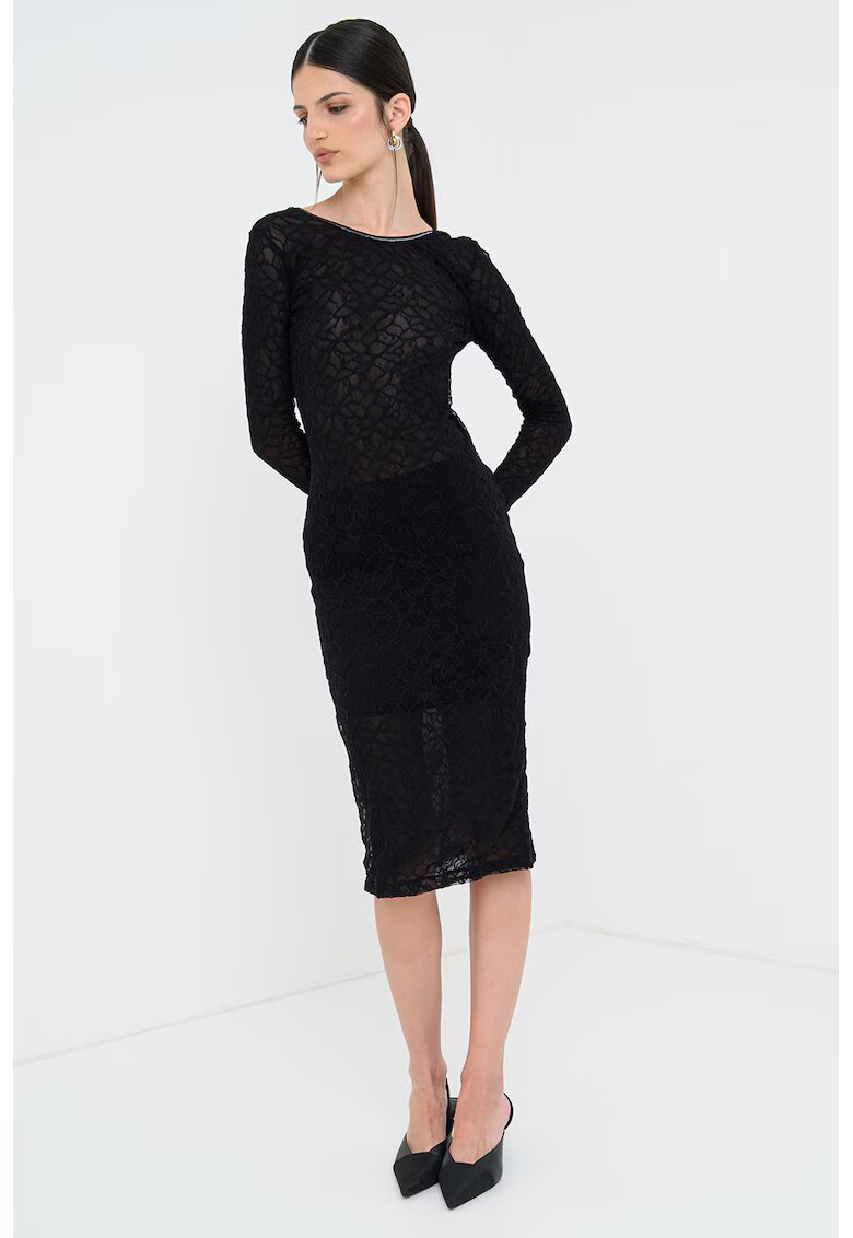 Pinko Rochie midi cu spate decupat - Negru