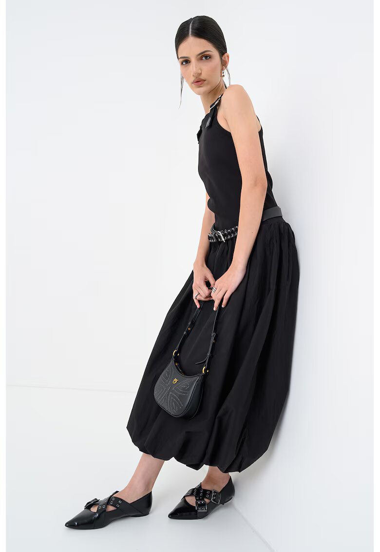 Pinko Rochie midi din amestec de bumbac cu buzunare laterale - Negru