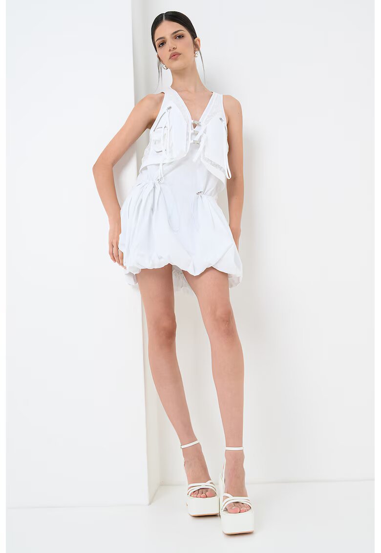 Pinko Rochie mini cu decolteu in V - Alb optic