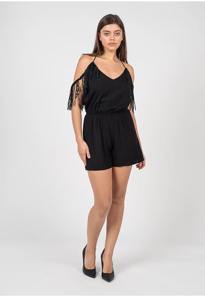 Pinko Salopeta scurta cu franjuri si decolteu halter -