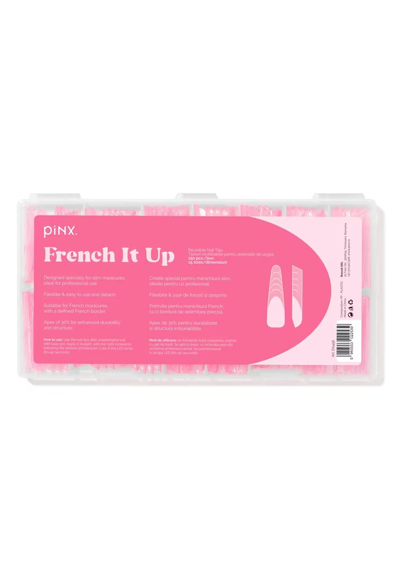 Pinx Tipsuri reutilizabile - French It Up - 150 bucati - transparent