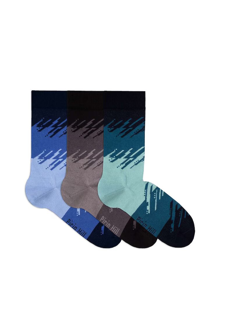 Pirin Hill Cutie cu 3 Perechi de Sosete cu 98% Bumbac Tuse Artistice - Petrol - Antracit - Albastru