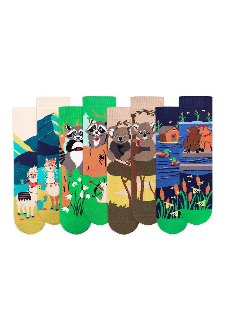 Pirin Hill Cutie cu 4 perechi de sosete din bumbac organic Arty Socks Animale Indragostite