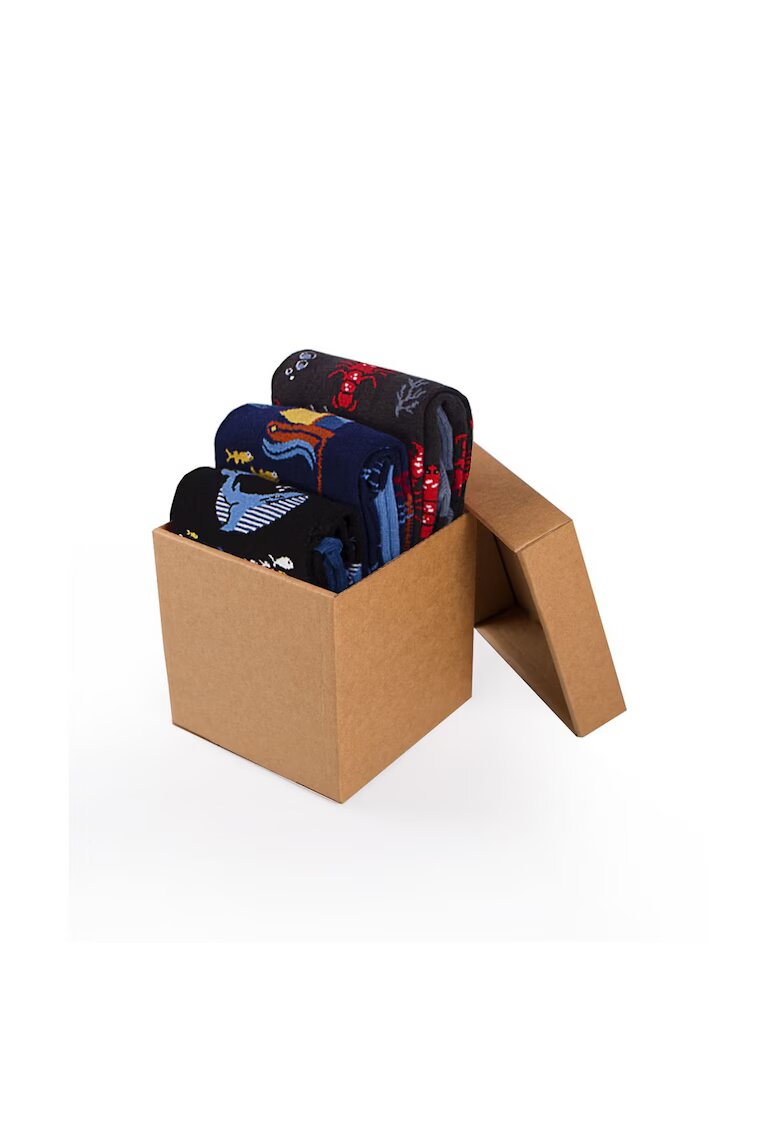 Pirin Hill Set 3 perechi de sosete bumbac Fine Cotton Sealife Vaporase - Lobster - Balene