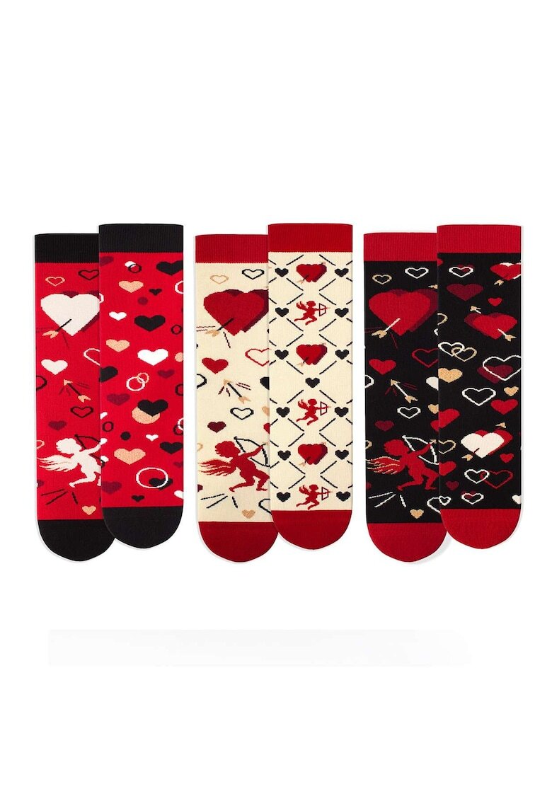 Pirin Hill Set 3 perechi de sosete bumbac organic cu inimioare Colour Cotton Amore