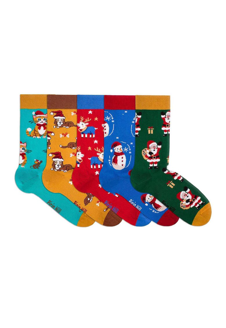 Pirin Hill Set 5 perechi de sosete bumbac organic de craciun Colour Cotton Wintertime