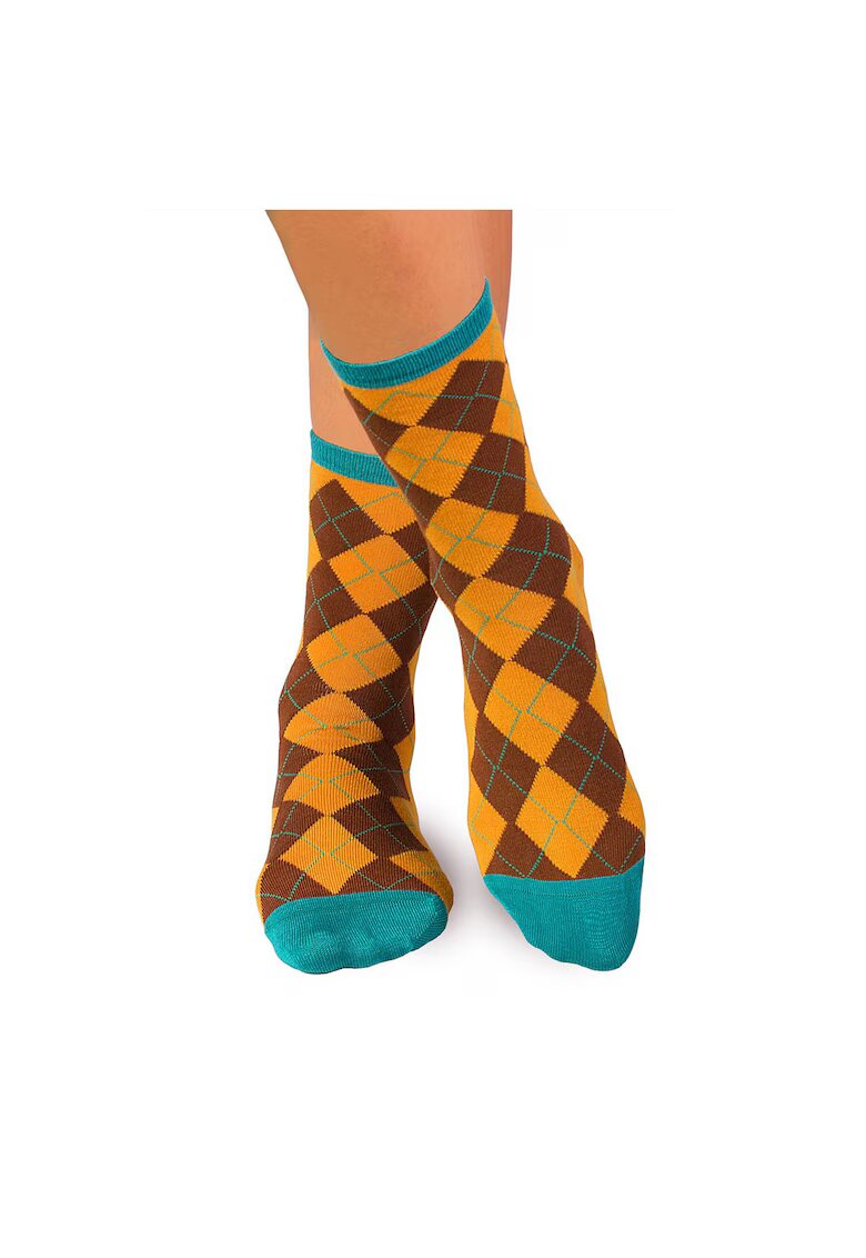 Pirin Hill Sosete bambus Comfort Feet Argyle Yellow Brown