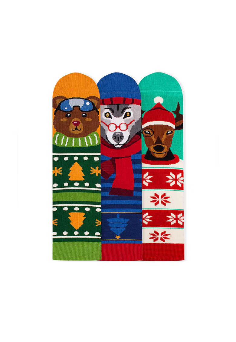 Pirin Hill Sosete bambus de Craciun BOX 3 Comfort Feet Socks Craciun Urs Cerb Lup