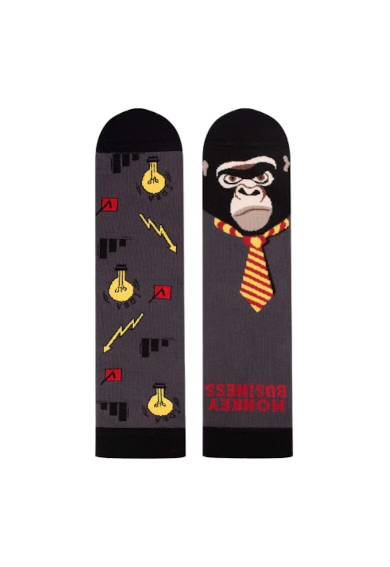 Pirin Hill Sosete bumbac Arty Socks Maimuta Afacerista Antracit - Gri antracit