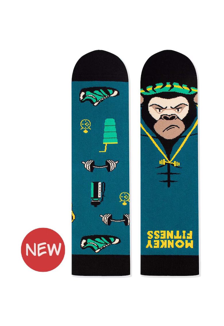 Pirin Hill Sosete bumbac Arty Socks Maimuta Fitness Guru Turcoaz - Turcoaz