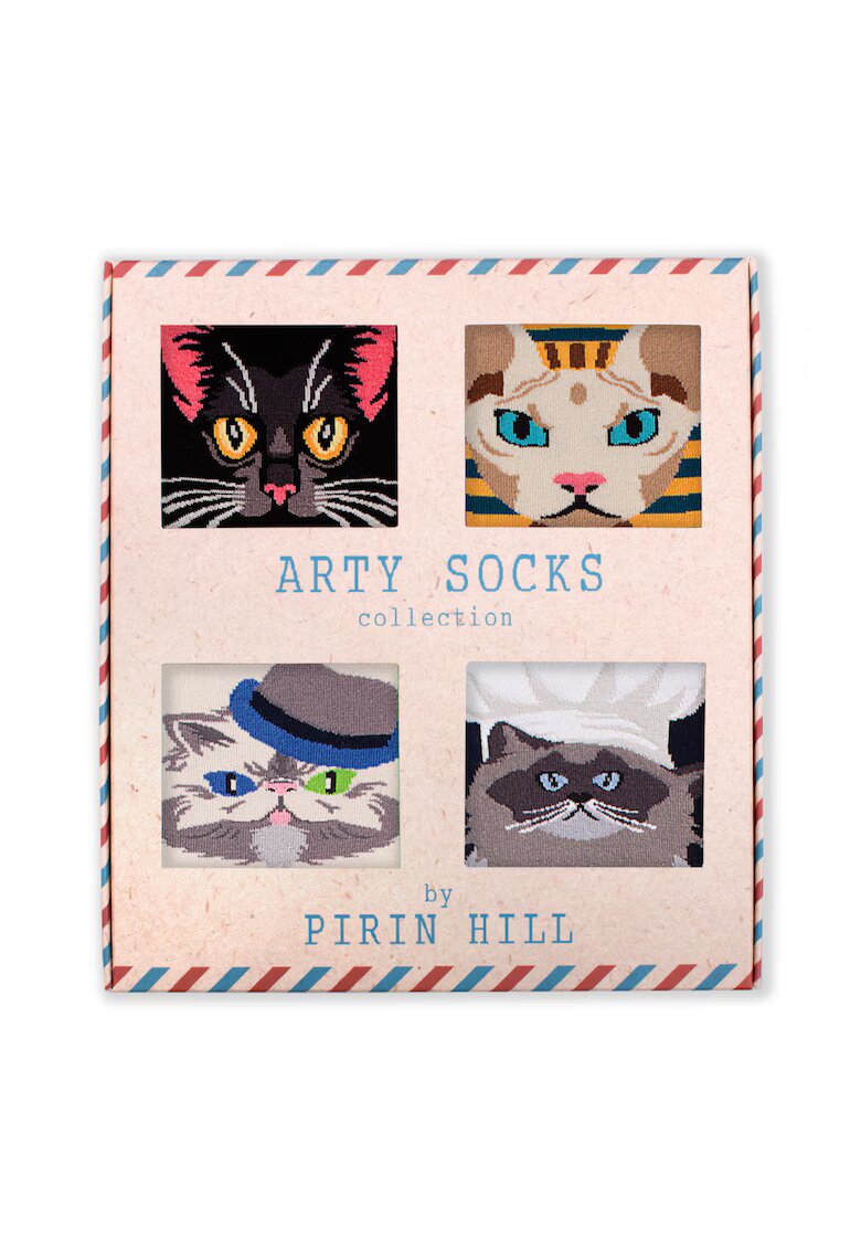 Pirin Hill Sosete bumbac Cats Box - 4 buc