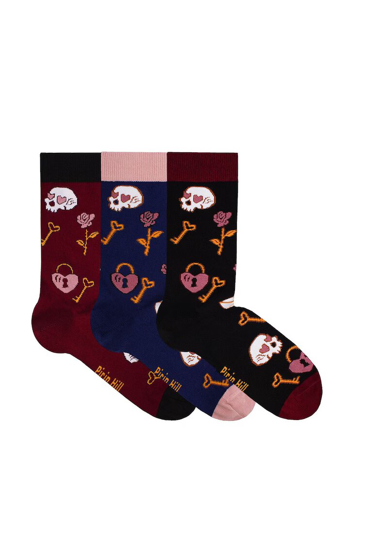 Pirin Hill Sosete bumbac CUTIE 3 Sosete de bumbac colorate DE ZIUA INDRAGOSTITILOR Bordeaux Blugi Negru