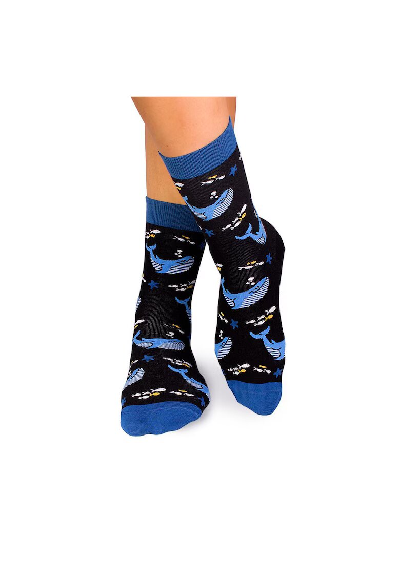Pirin Hill Sosete bumbac Fine Cotton Sealife Balene Negru