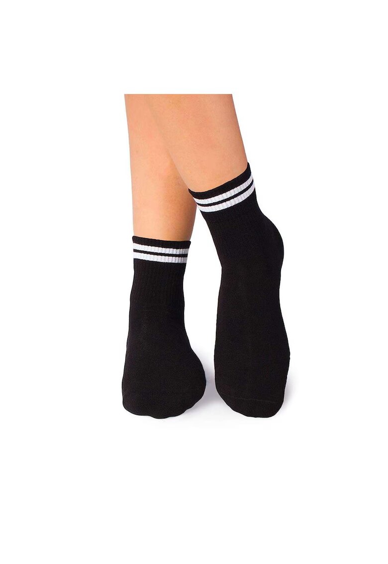 Pirin Hill Sosete bumbac organic negre cu 2 dungi albe Active Day - Negru