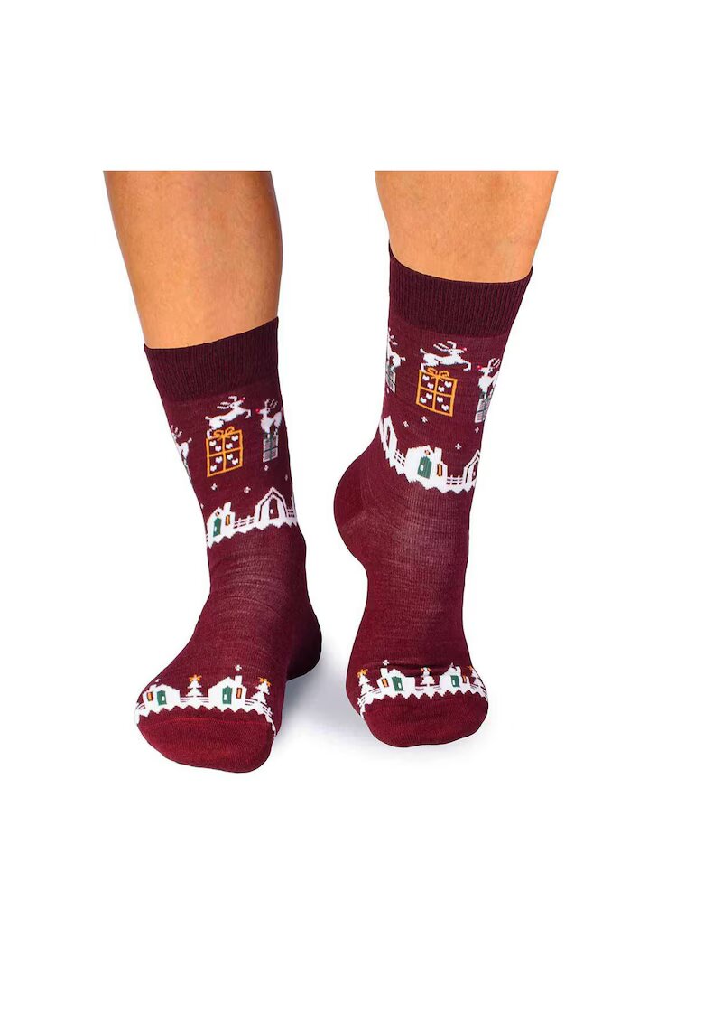 Pirin Hill Sosete calduroase din lana merino Presents - 43-46 EU - Bordo