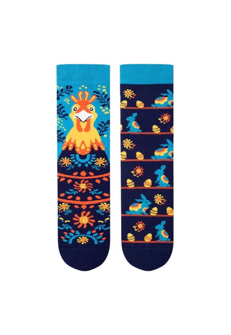 Pirin Hill Sosete din bumbac organic Arty Socks Pui de Paste - 43-46 EU - Albastru inchis