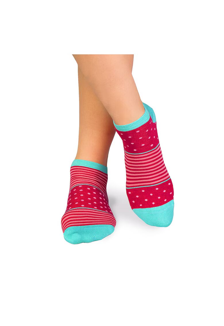 Pirin Hill Sosete scurte bambus FINE BAMBOO cu buline si dungi roz fucsia