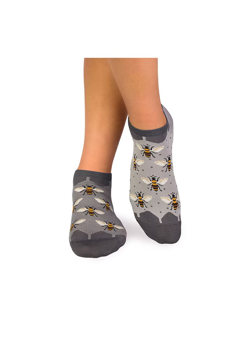 Pirin Hill Sosete scurte bambus FINE BAMBOO Sneaker Bees - Gri
