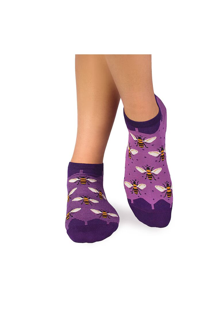 Pirin Hill Sosete scurte bambus - FINE BAMBOO Sneaker Bees - Purple