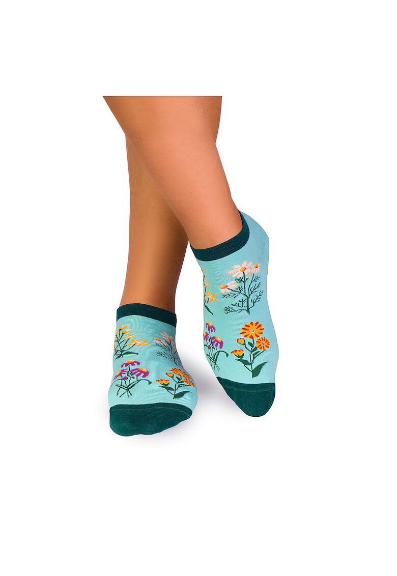 Pirin Hill Sosete scurte bumbac - model floral - Menta