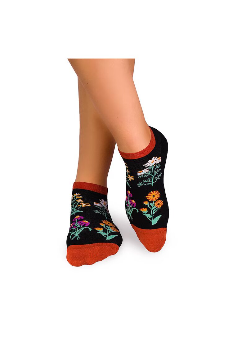 Pirin Hill Sosete scurte bumbac - model floral - Negru