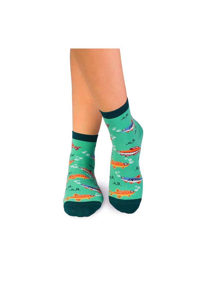 Pirin Hill Sosete scurte peste glezna bumbac organic Sealife Pesti Menta - Multicolor