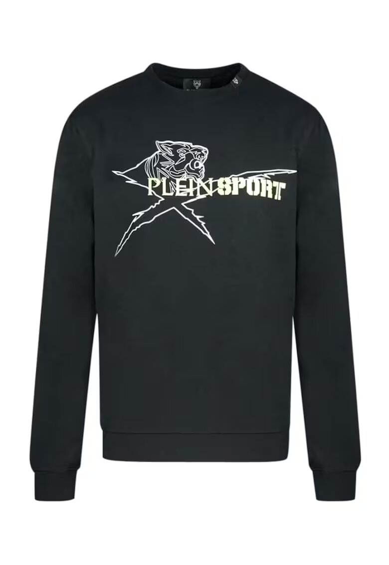 Plein Sport Bluza cu imprimeu frontal metalizat - Negru