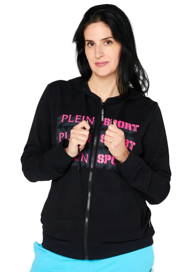Plein Sport Hanorac cu gluga bumbac/elastan - negru -