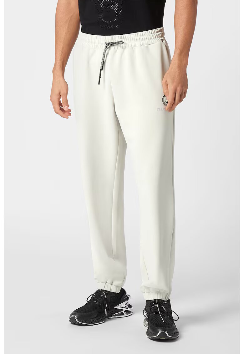 Plein Sport Pantaloni cu mansete elastice pentru fitness - Alb fildes