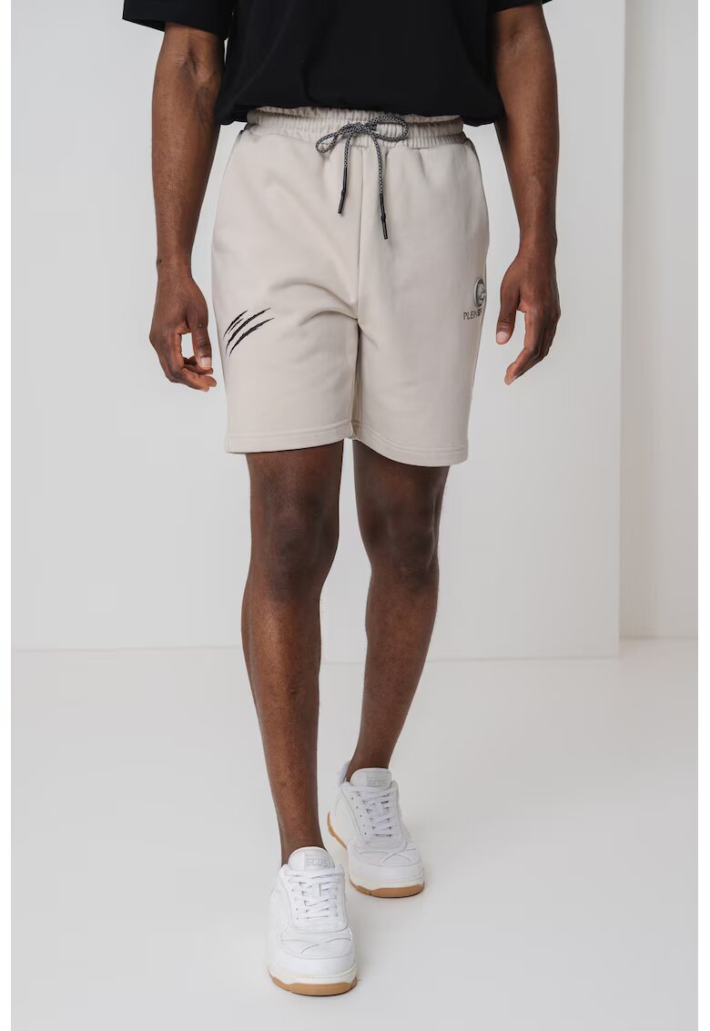 Plein Sport Pantaloni scurti cu snur si imprimeu logo - Grej
