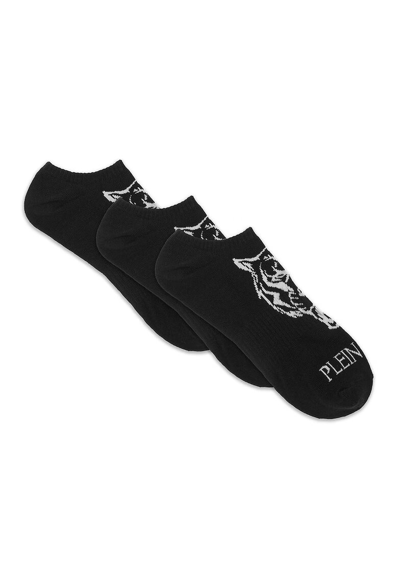 Plein Sport Set de sosete pana la glezna - 3 perechi - Alb/Negru