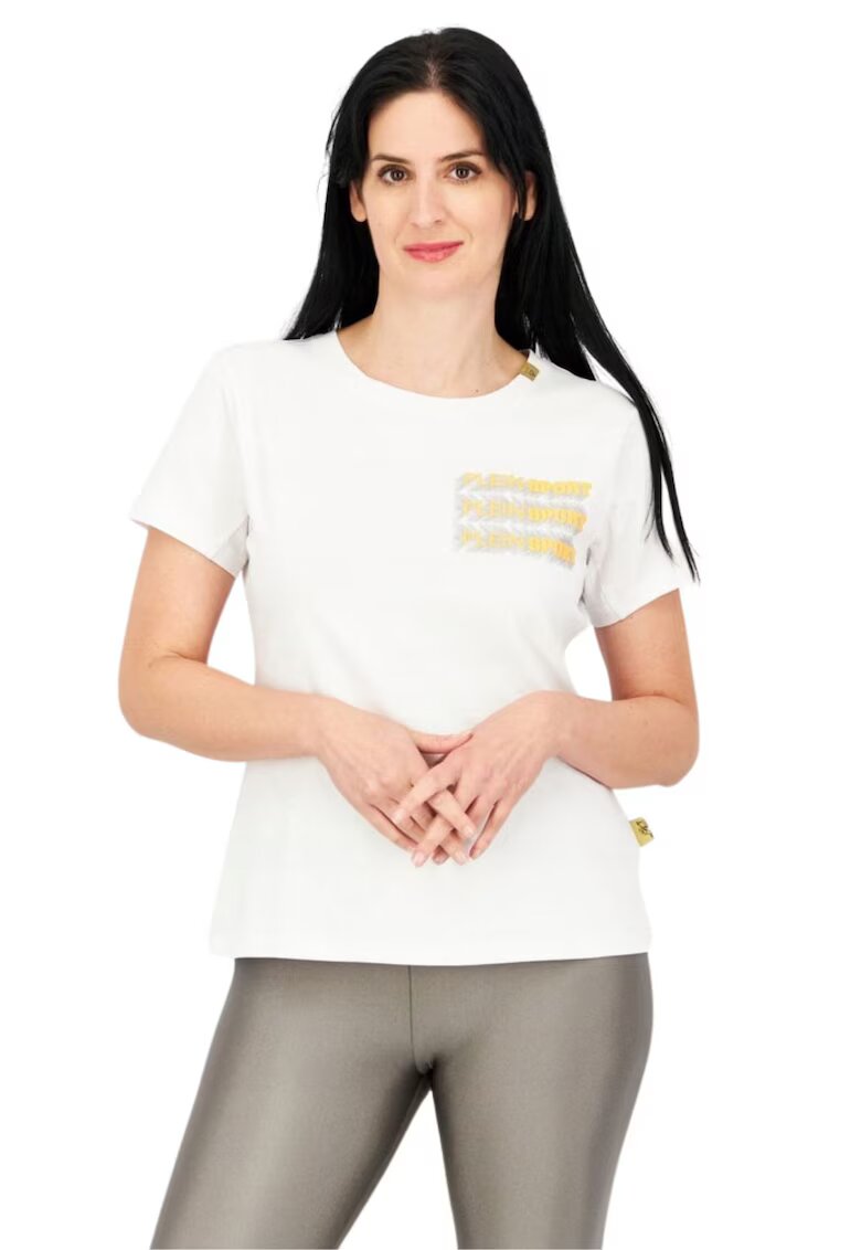 Plein Sport Tricou dama alb - bumbac - croiala clasica - alb -