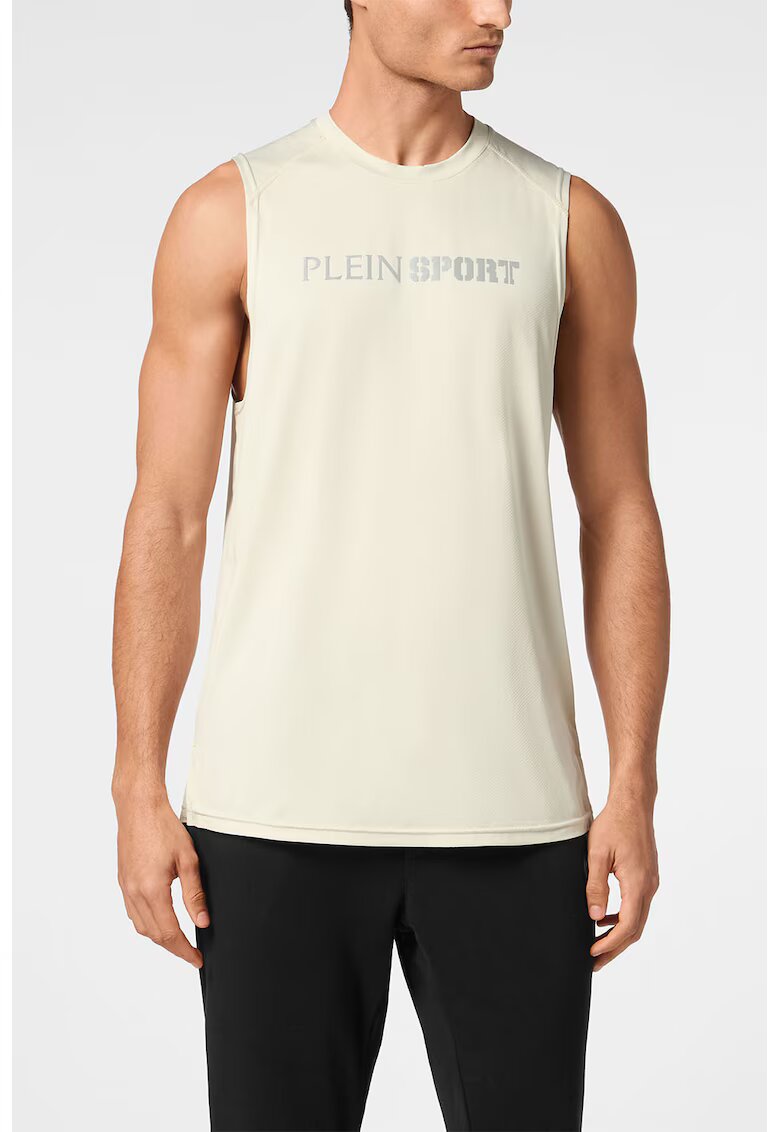 Plein Sport Tricou fara maneci cu logo - Crem