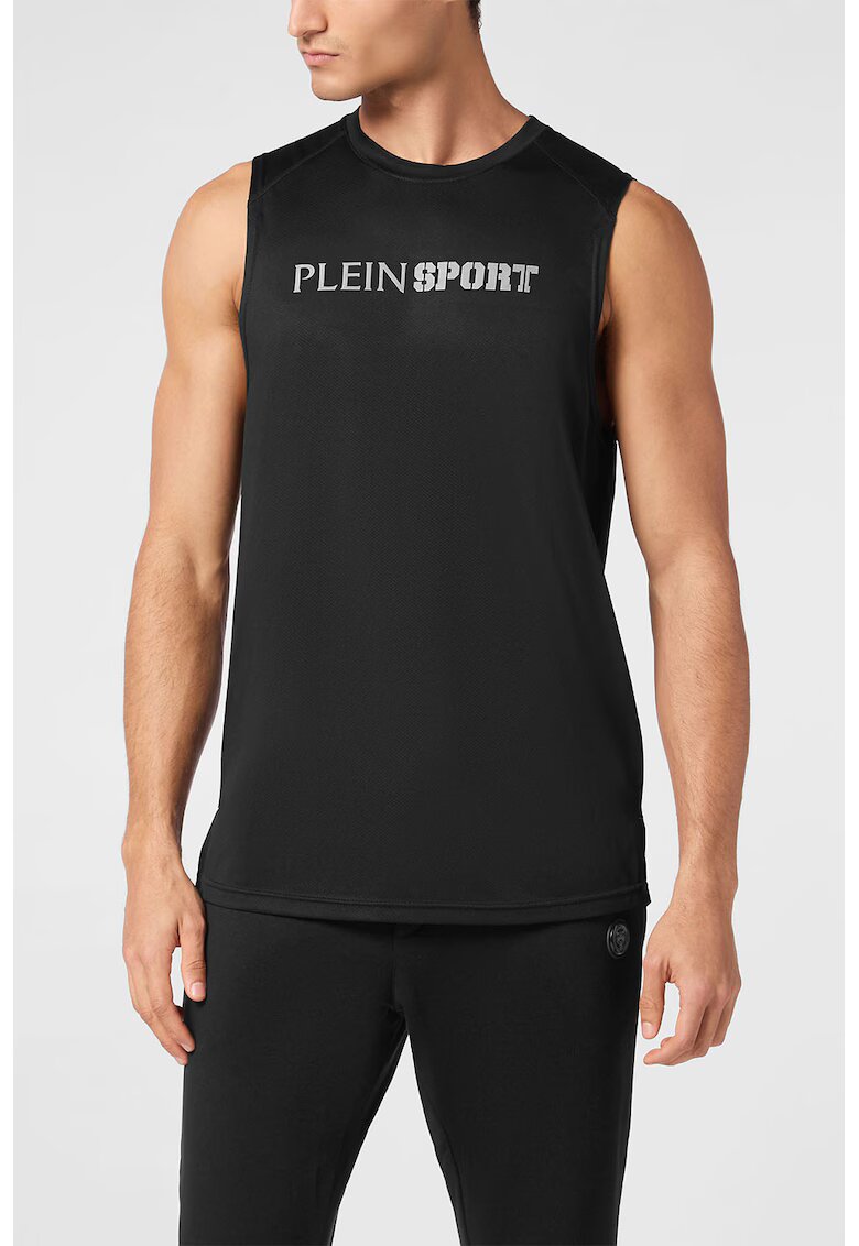 Plein Sport Tricou fara maneci cu logo - Negru