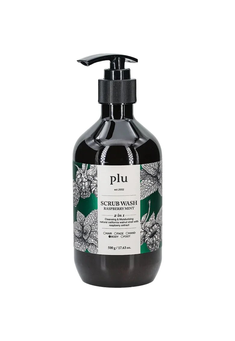 PLU Scrub Wash Rasperry and Mint Gel de dus exfoliant cu extract de zmerura si menta 500 gr