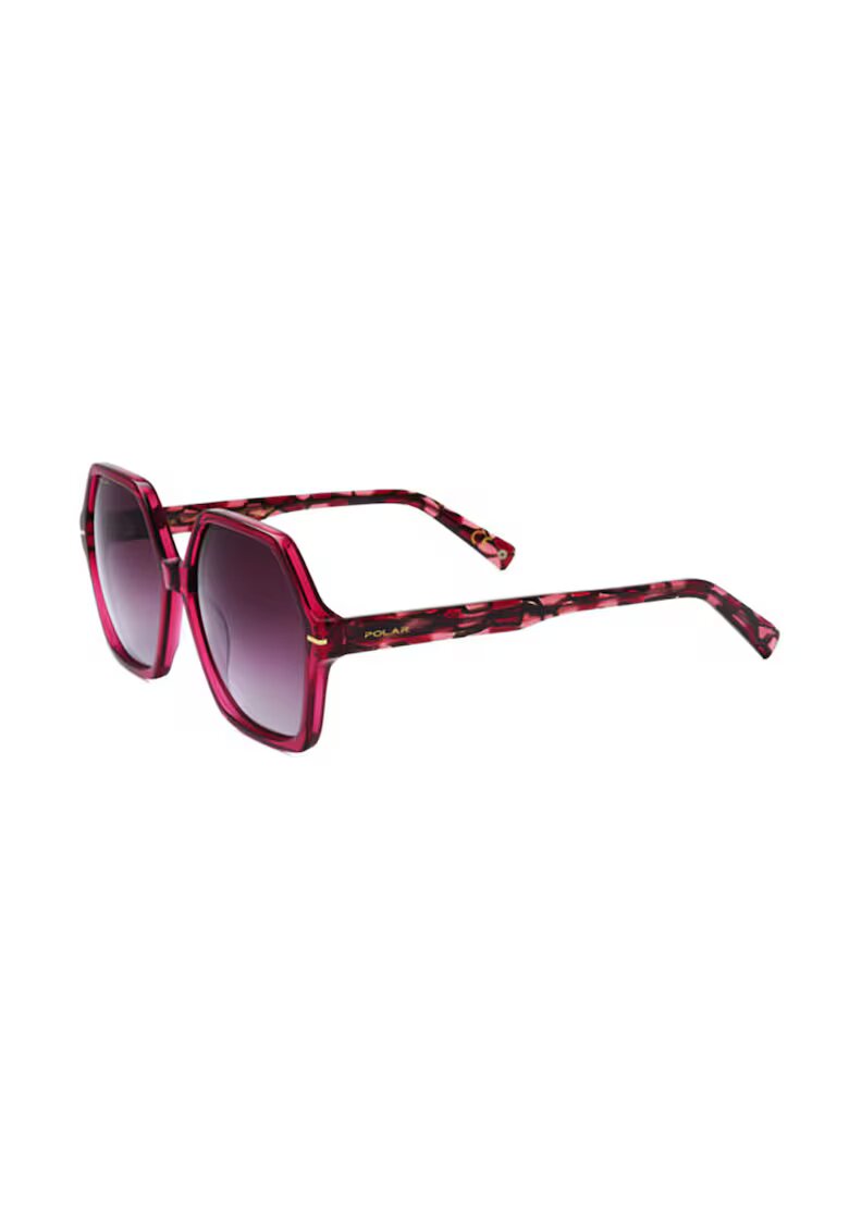 POLAR Ochelari de soare hexagonali cu lentile izate - Roz zmeuriu