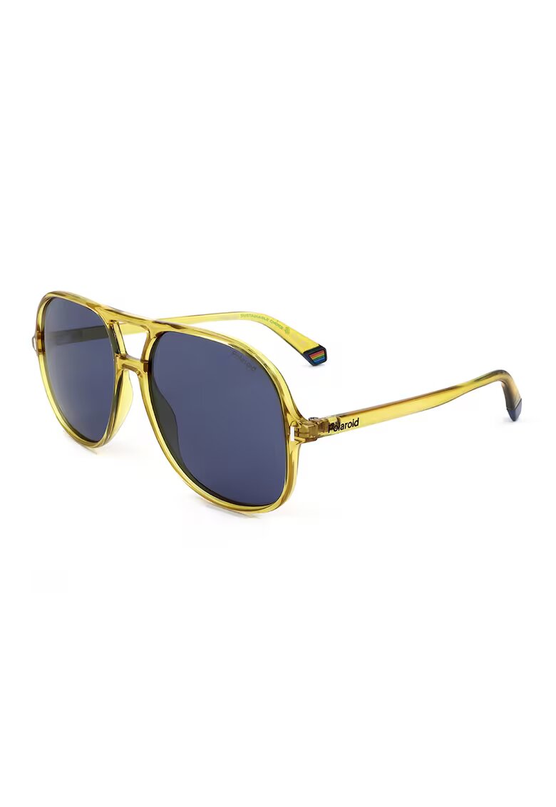 Polaroid Ochelari de soare aviator unisex cu lentile polarizate - Galben pal/Transparent