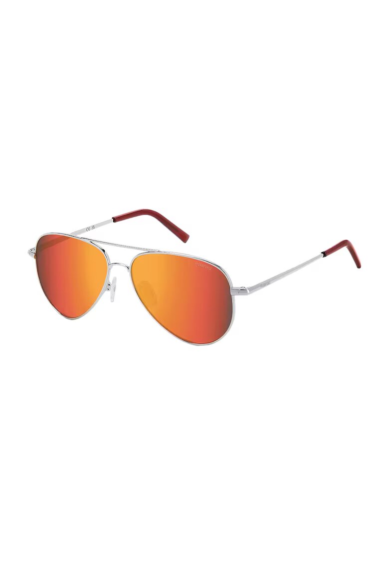 Polaroid Ochelari de soare aviator - Visiniu/Argintiu