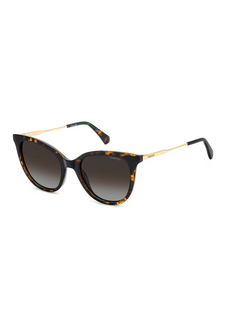 Polaroid Ochelari de soare cat-eye cu rama metalica - Negru/Galben