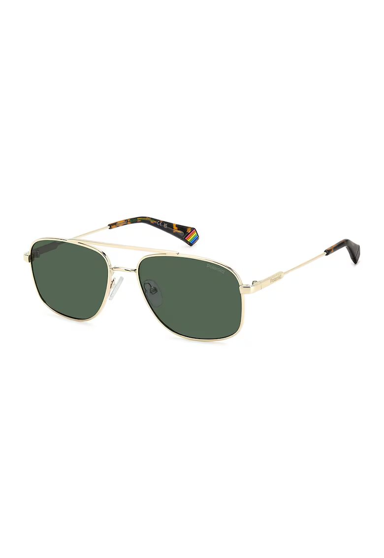 Polaroid Ochelari de soare cu lentile polarizate si rama metalica - Auriu/Negru stins